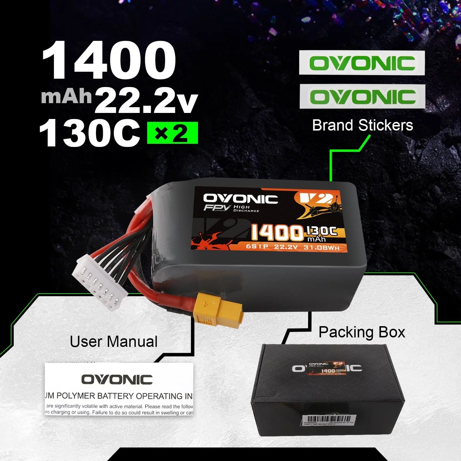 Ovonic 6S 1400mAh 130C LiPo Ak – Drone Frame 5 Inch Bewertung und Preis